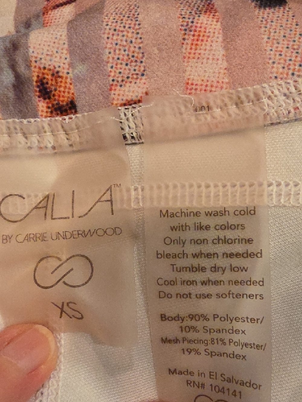 CALIA Striped Pastel Mesh Inset Leggings. Size XS - Picture 4 of 5